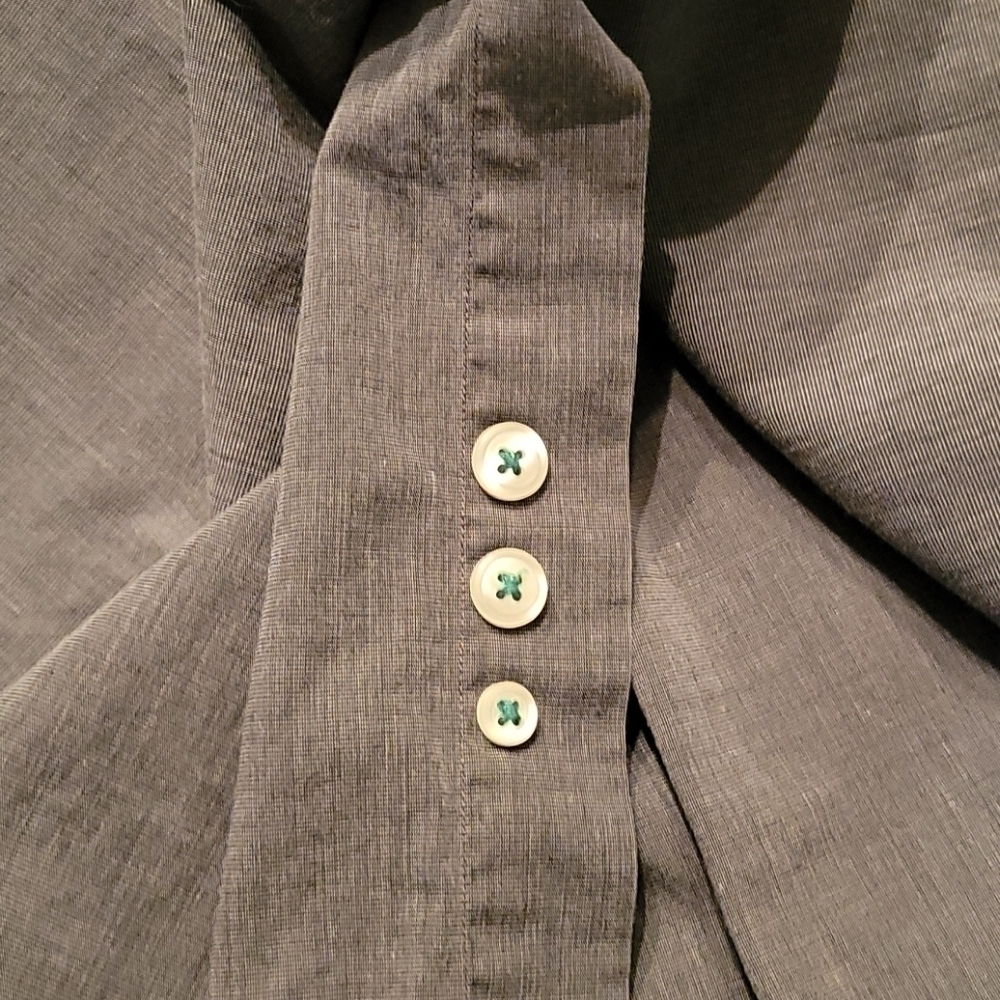 3/$30 TOMMY HILFIGER 1990s Cotton Dark Gray Button Down Dress Shirt - Picture 6 of 7